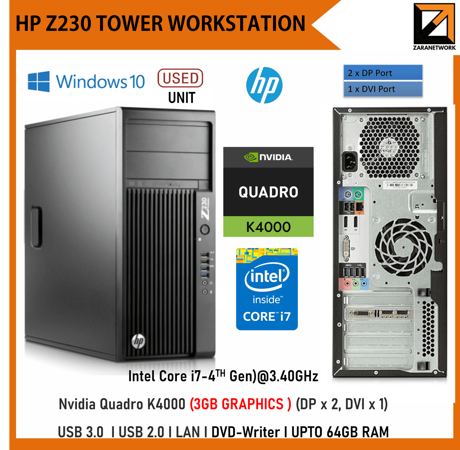 HP Z230 TOWER WORKSTATION (Desktop) i7-4th GEN – Zaranet.my
