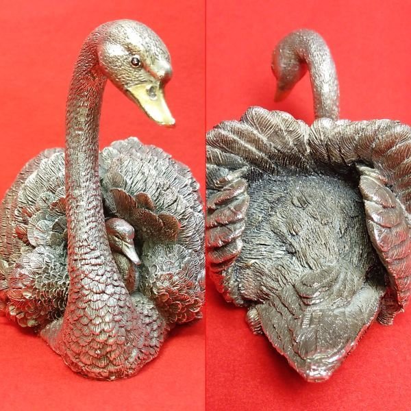 大きめ644g/シルバー【子を乗せた銀の白鳥 カントリーアーティスト社