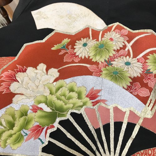 59☆黒留袖☆着物リメイク ☆レディースM☆ブルゾン☆スカジャン