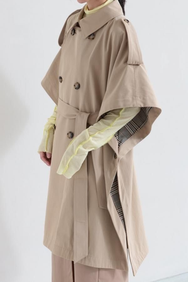 MACPHEE(マカフィ) コットンナイロンシャンブレー ケープコート