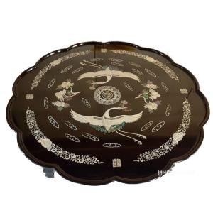 韓国螺鈿漆塗り丸お膳鶴ソンリュ柄小 : チマチョゴリと韓国雑貨の専門