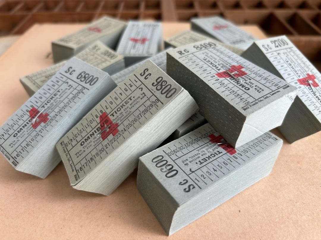 海外 vintage ブロックチケット 100枚綴り 海外ヴィンテージチケット& レトロなセピア味紙セット その他素材 Blue